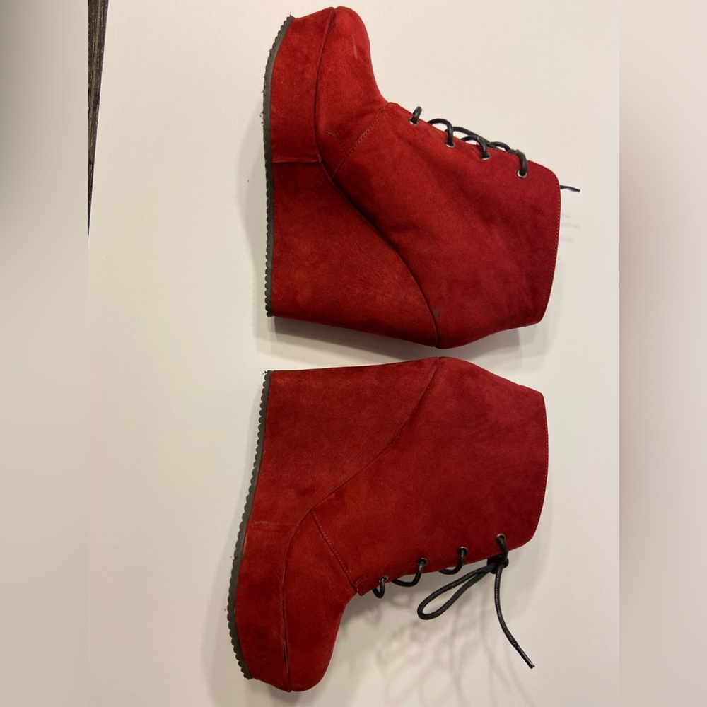 G By Guess Aleena Red Wedge Booties